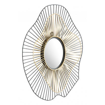 HomeRoots Black and Gold Contemporary Round Mirror