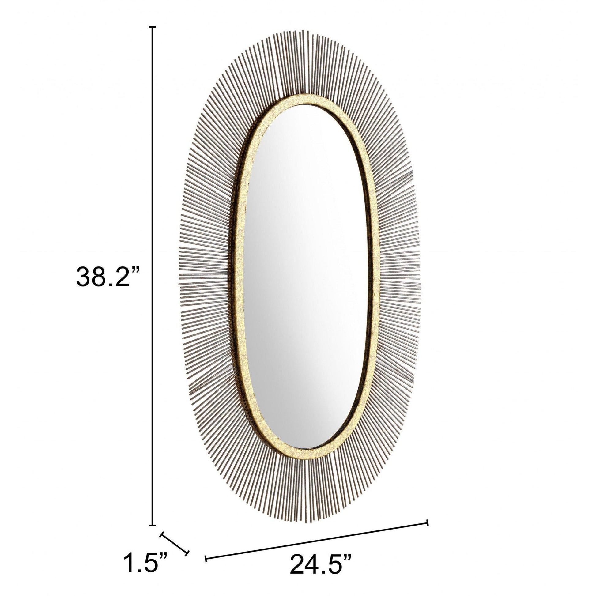 HomeRoots Black and Gold Oval Mirror