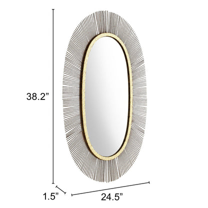 HomeRoots Black and Gold Oval Mirror