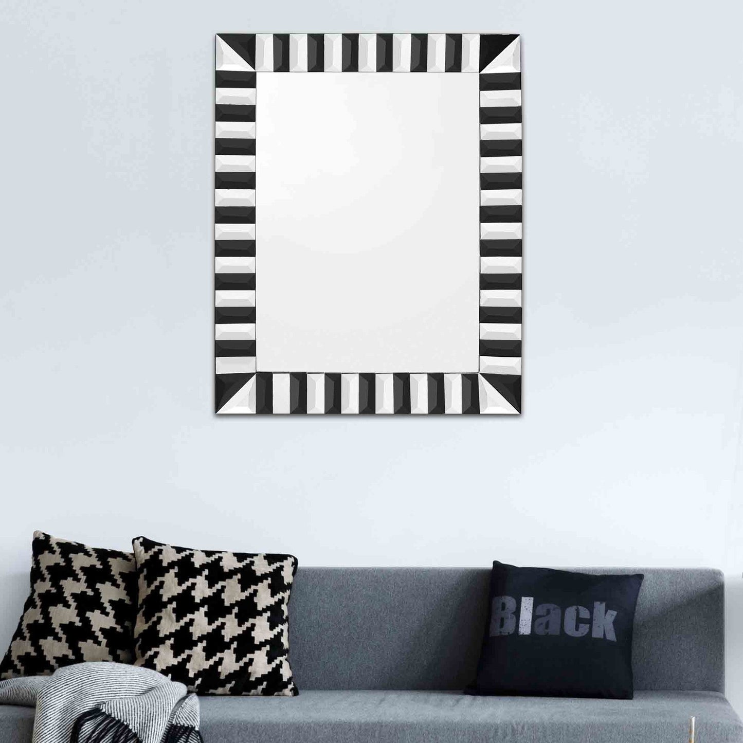 HomeRoots Black and White Striped Mirror