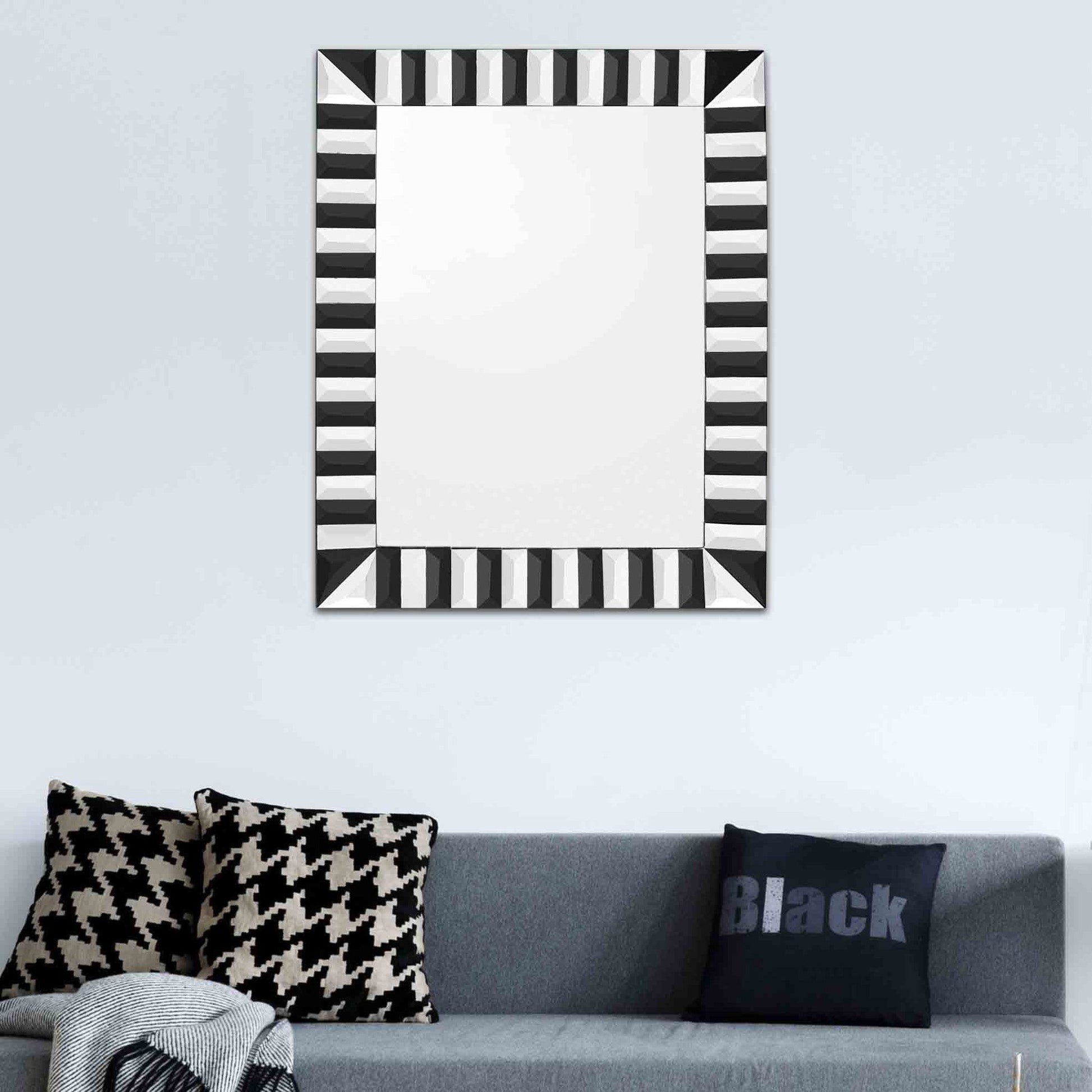 HomeRoots Black and White Striped Mirror
