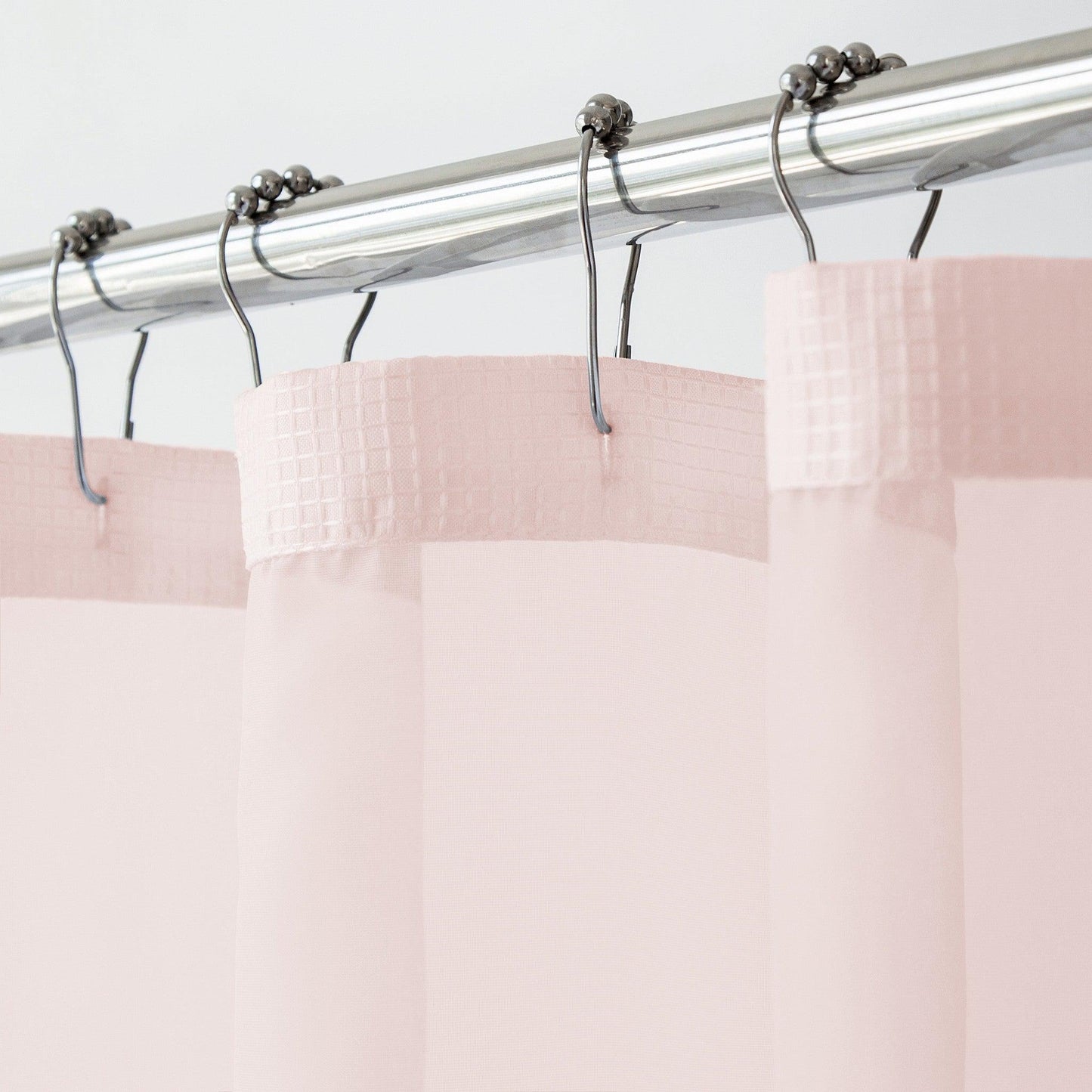 HomeRoots Blush Sheer And Grid Shower Curtain And Liner Set