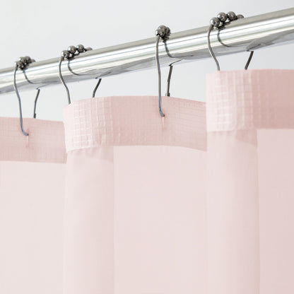 HomeRoots Blush Sheer And Grid Shower Curtain And Liner Set