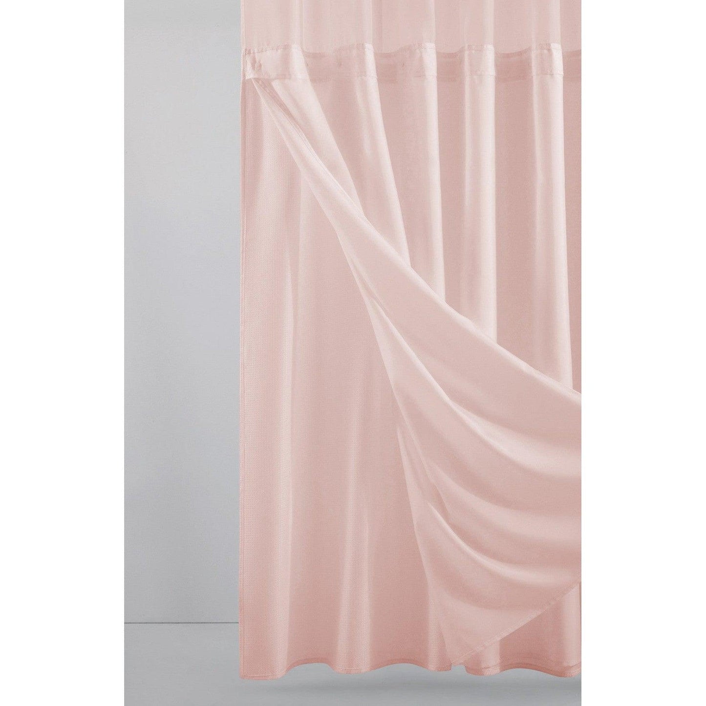 HomeRoots Blush Sheer And Grid Shower Curtain And Liner Set