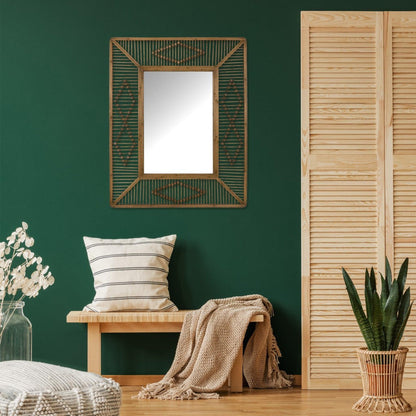 HomeRoots Bohemian Beaded Rectangle Wall Mirror