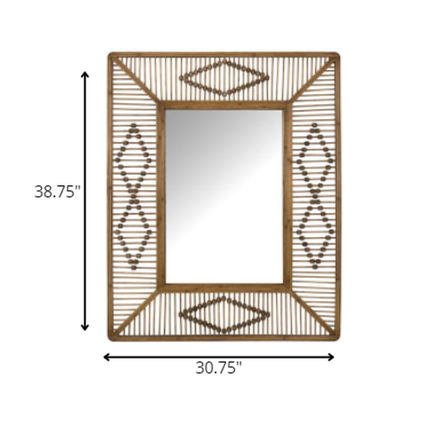 HomeRoots Bohemian Beaded Rectangle Wall Mirror