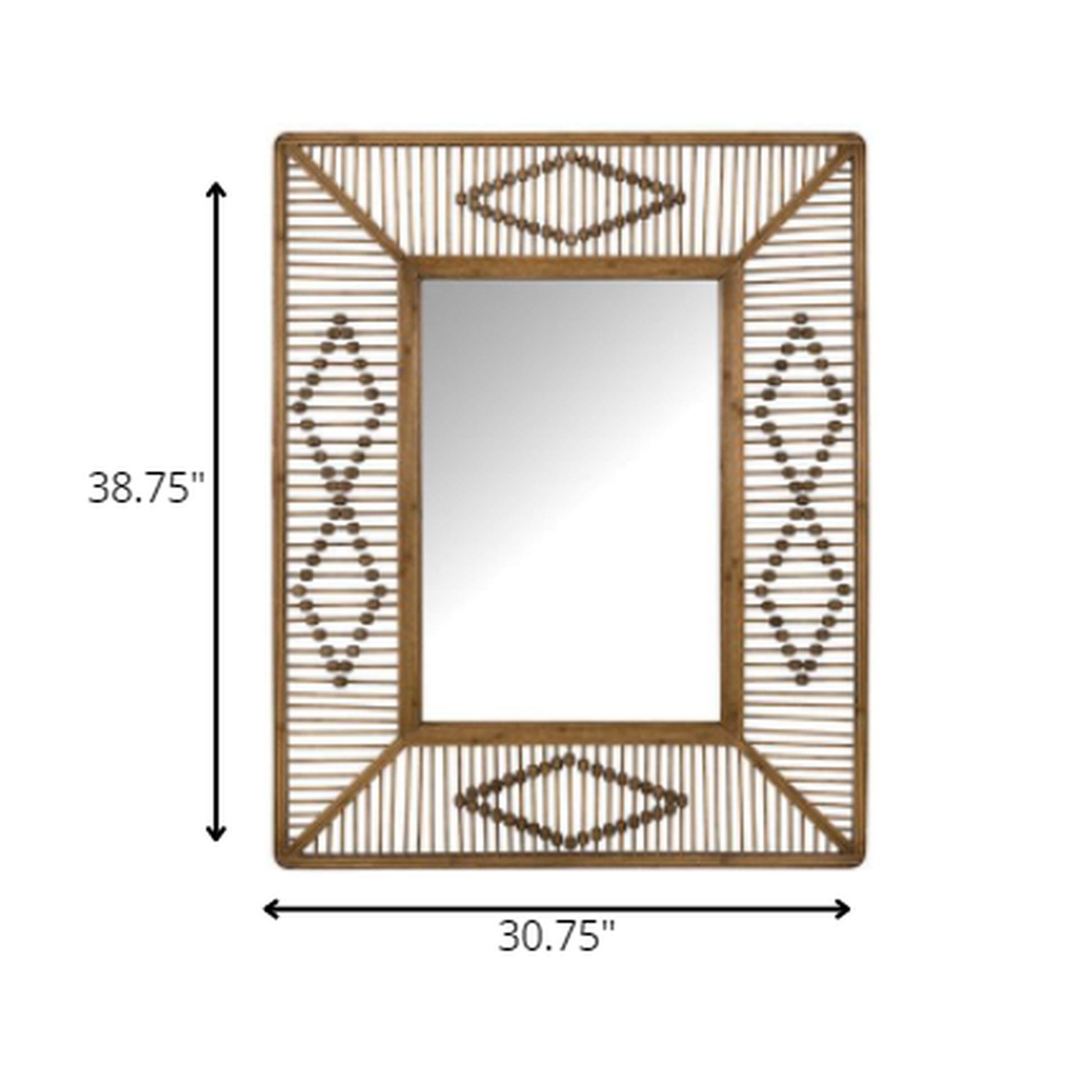 HomeRoots Bohemian Beaded Rectangle Wall Mirror