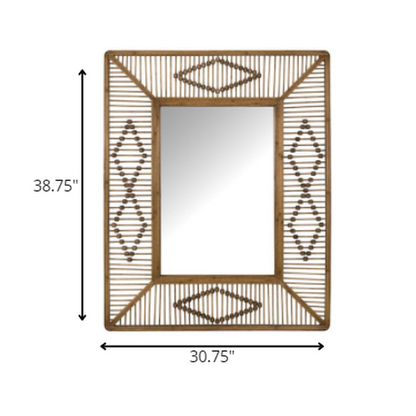 HomeRoots Bohemian Beaded Rectangle Wall Mirror