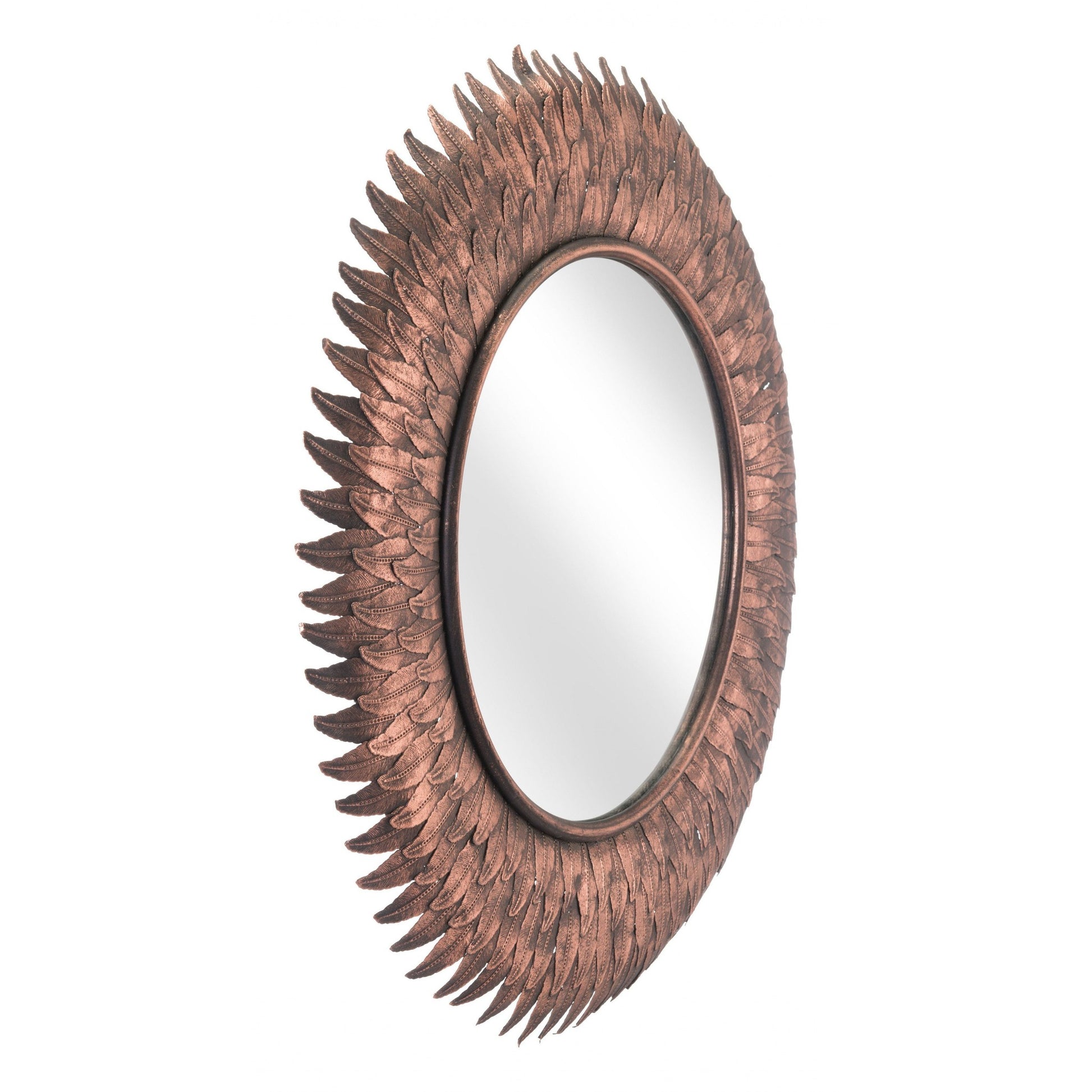 HomeRoots Bronze Leaf Round Mirror