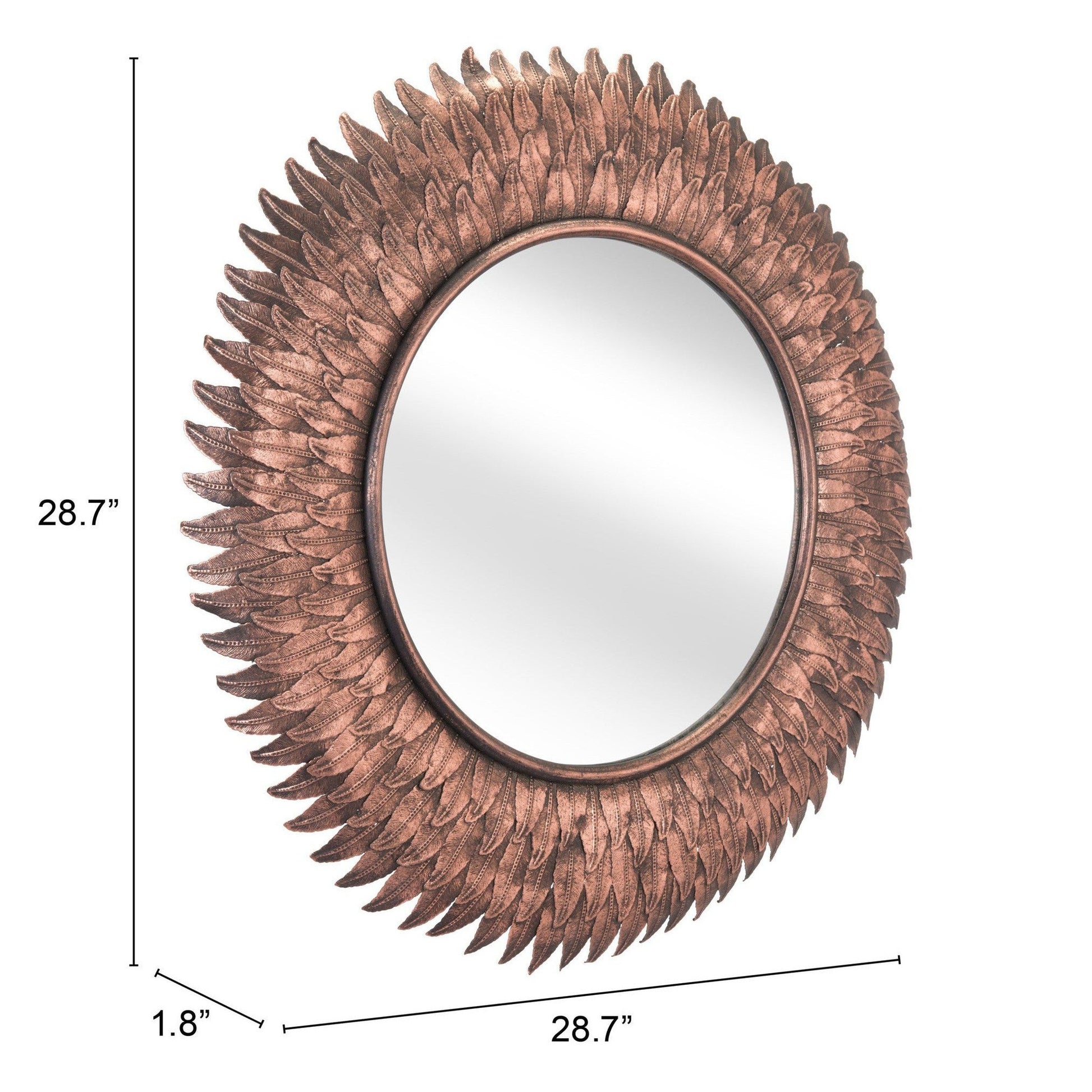 HomeRoots Bronze Leaf Round Mirror