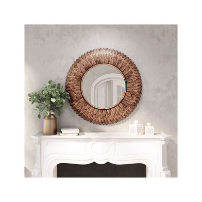 HomeRoots Bronze Leaf Round Mirror