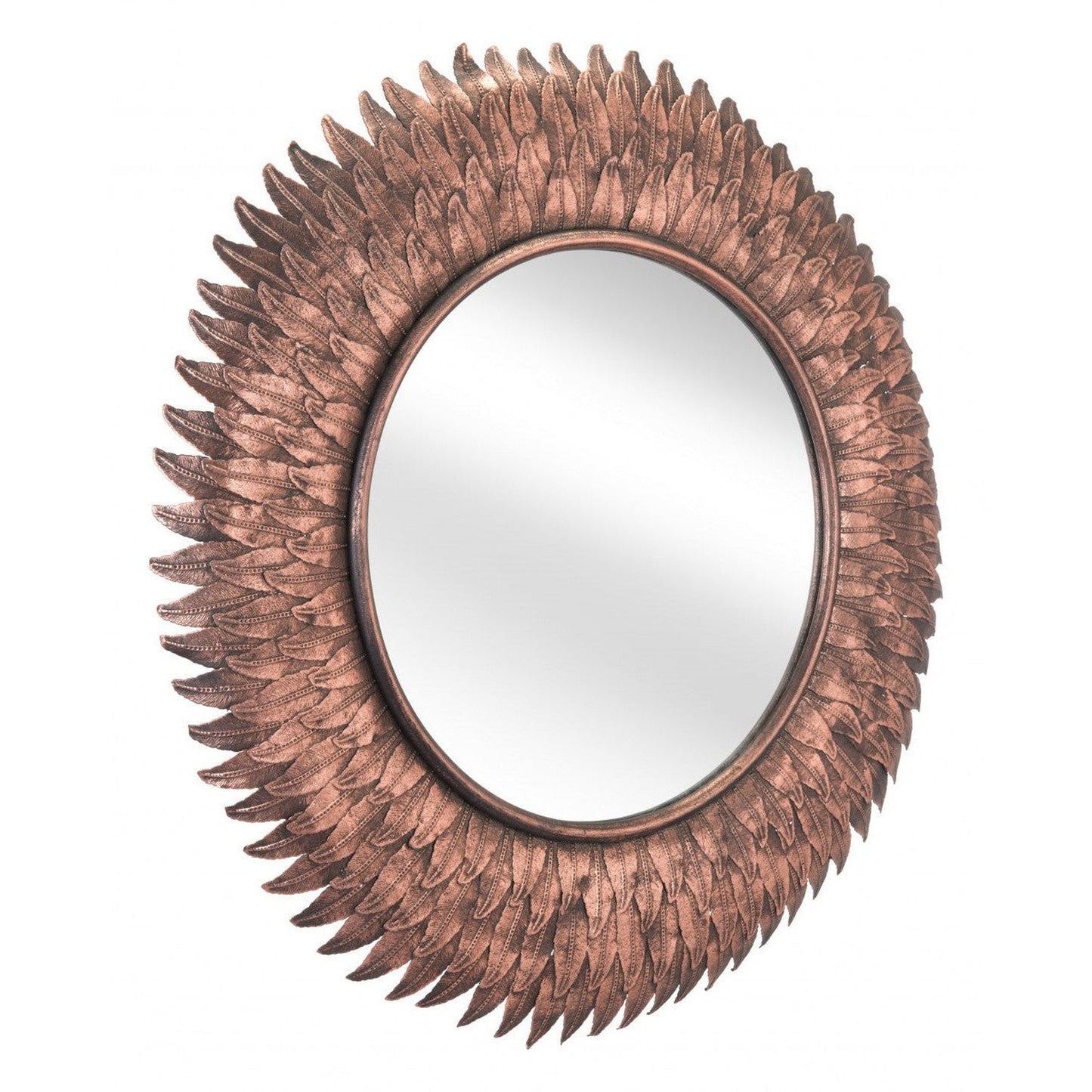 HomeRoots Bronze Leaf Round Mirror