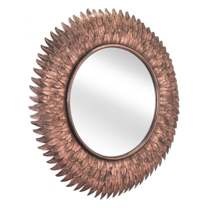 HomeRoots Bronze Leaf Round Mirror