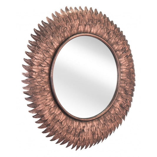HomeRoots Bronze Leaf Round Mirror