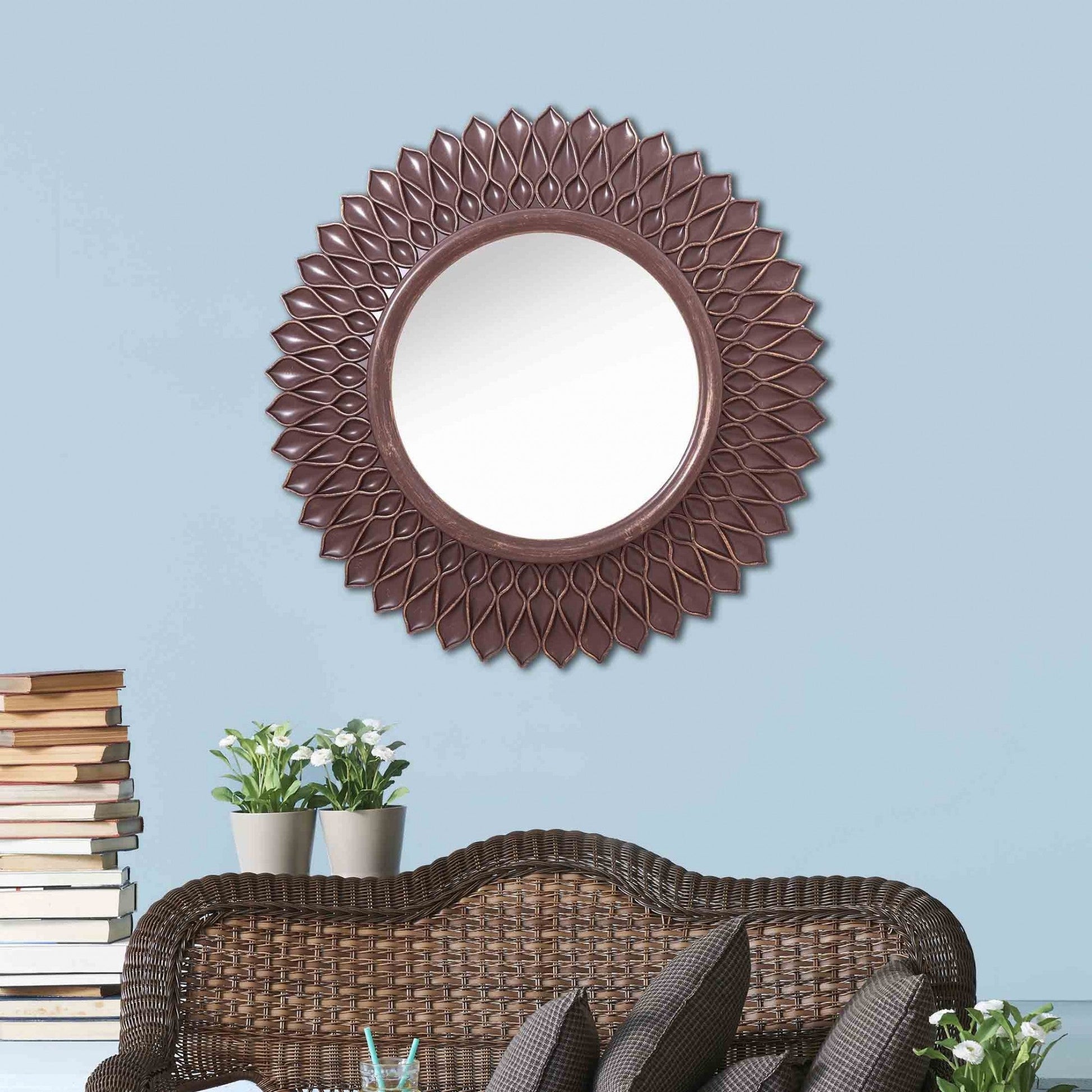 HomeRoots Bronze Round Flower Shaped Mirror
