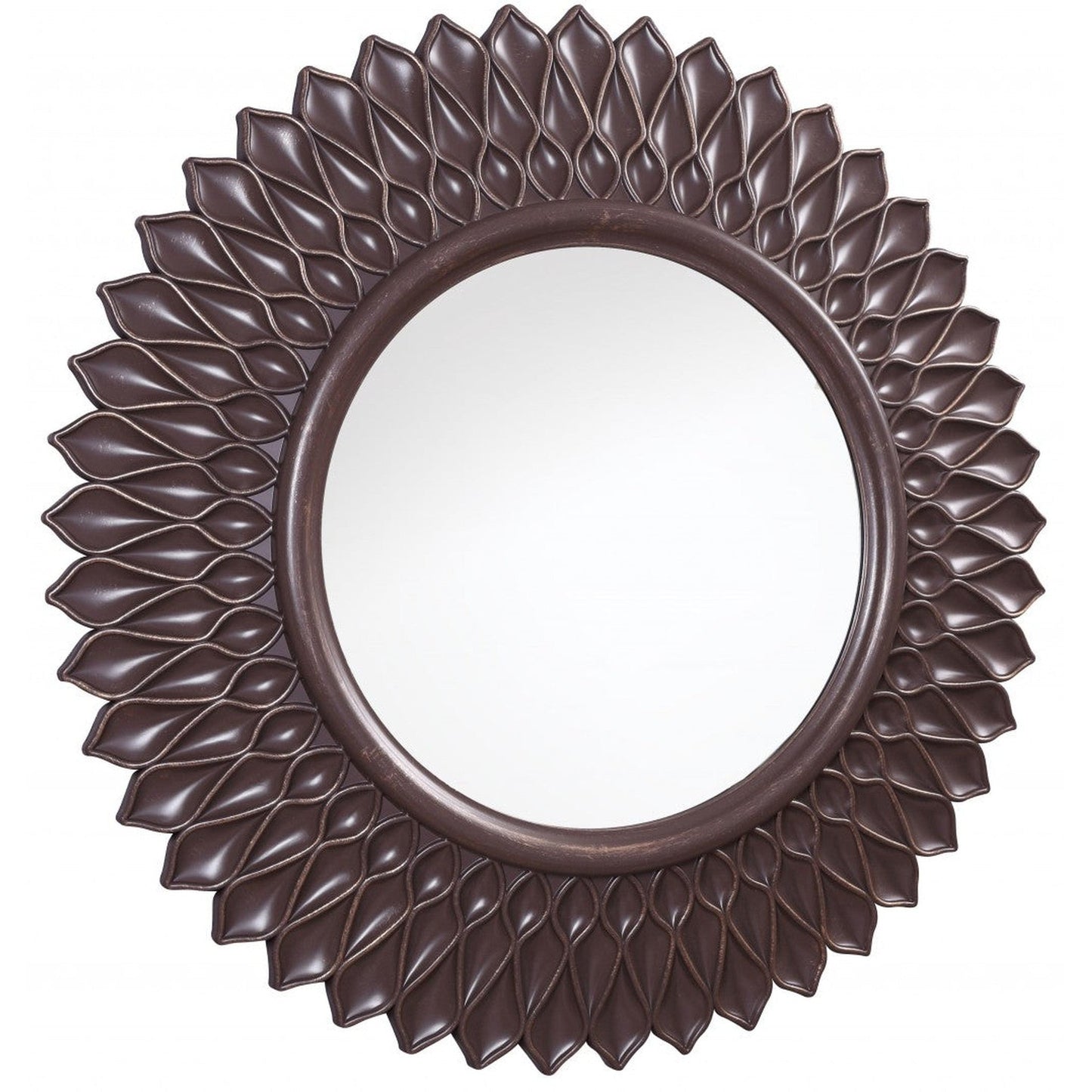 HomeRoots Bronze Round Flower Shaped Mirror