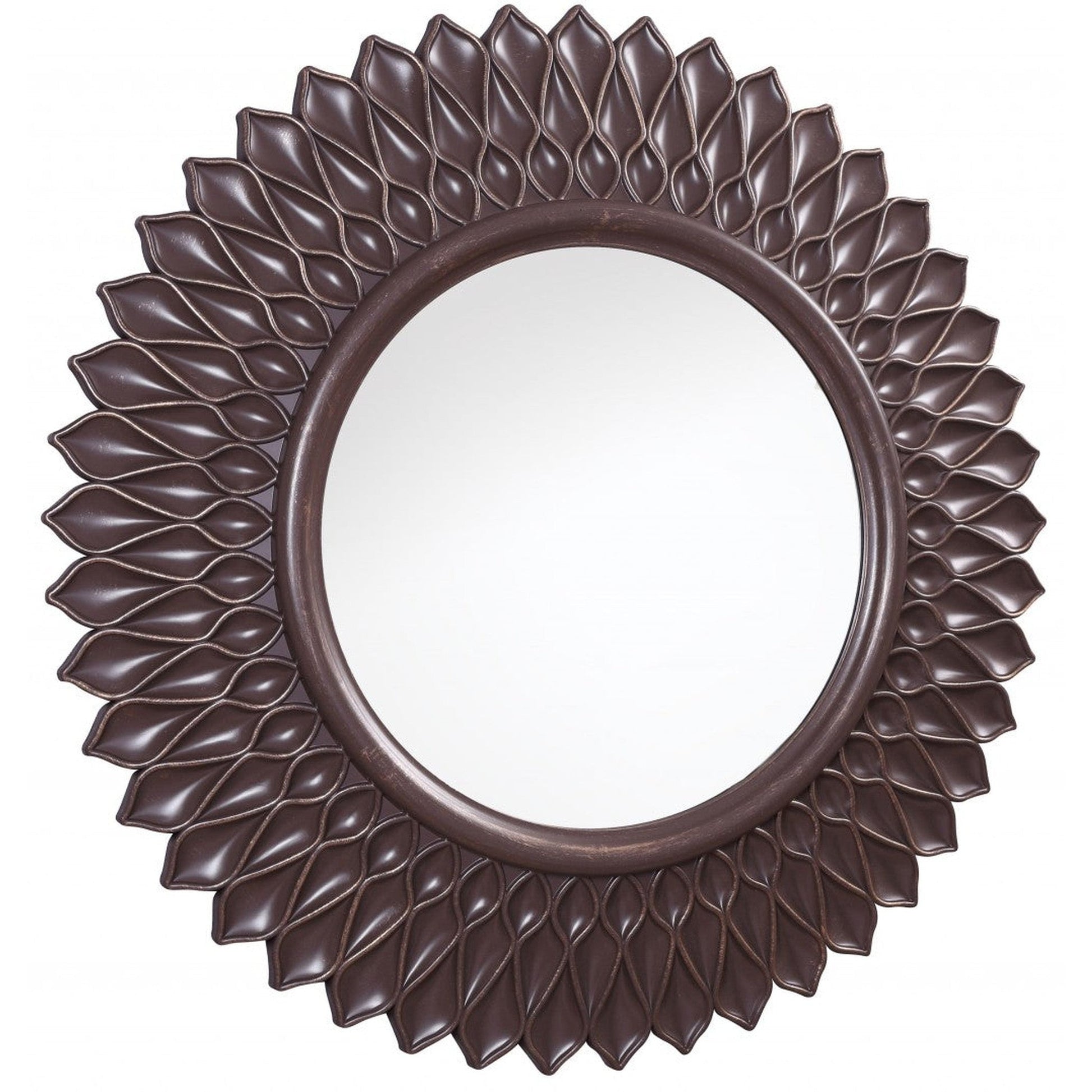 HomeRoots Bronze Round Flower Shaped Mirror