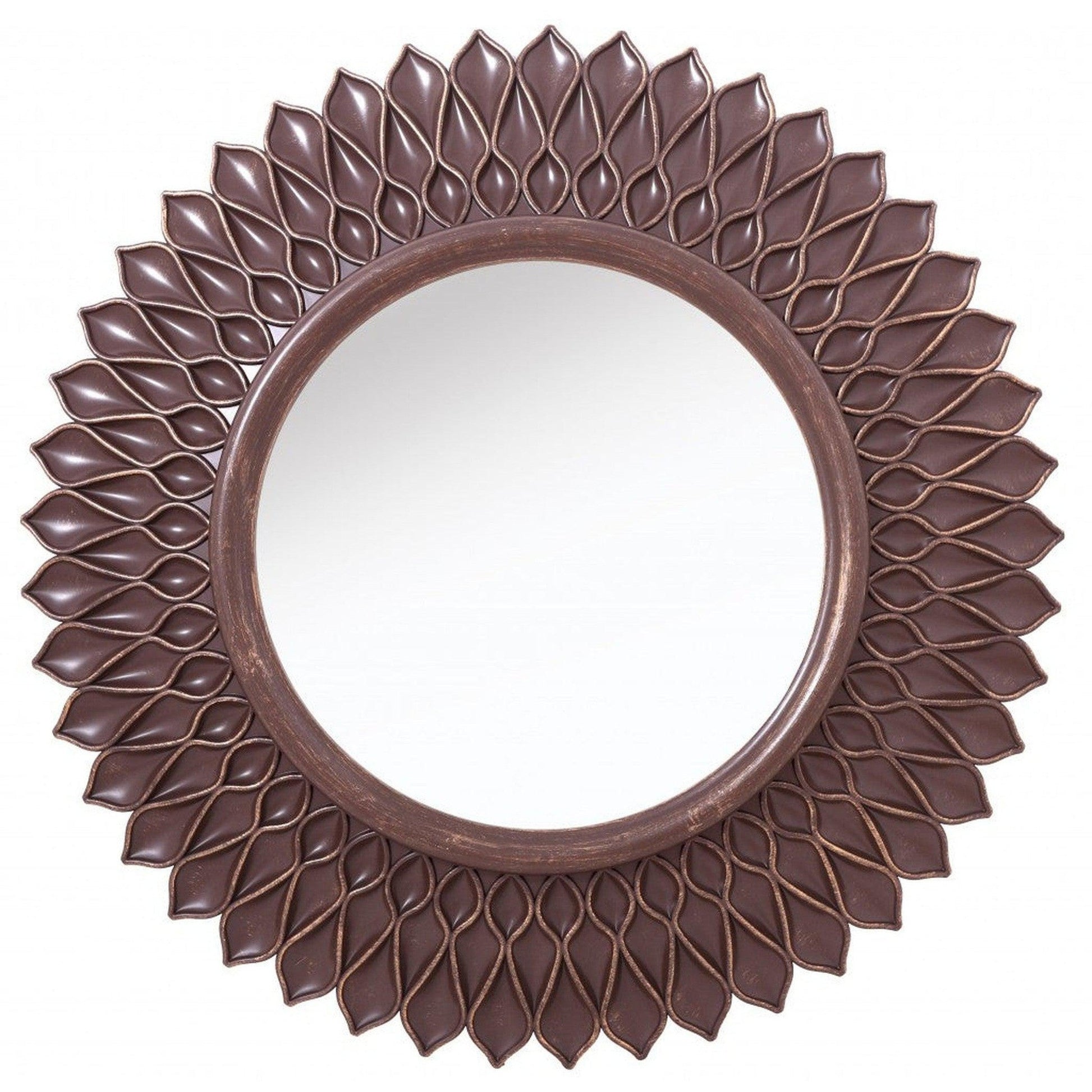 HomeRoots Bronze Round Flower Shaped Mirror