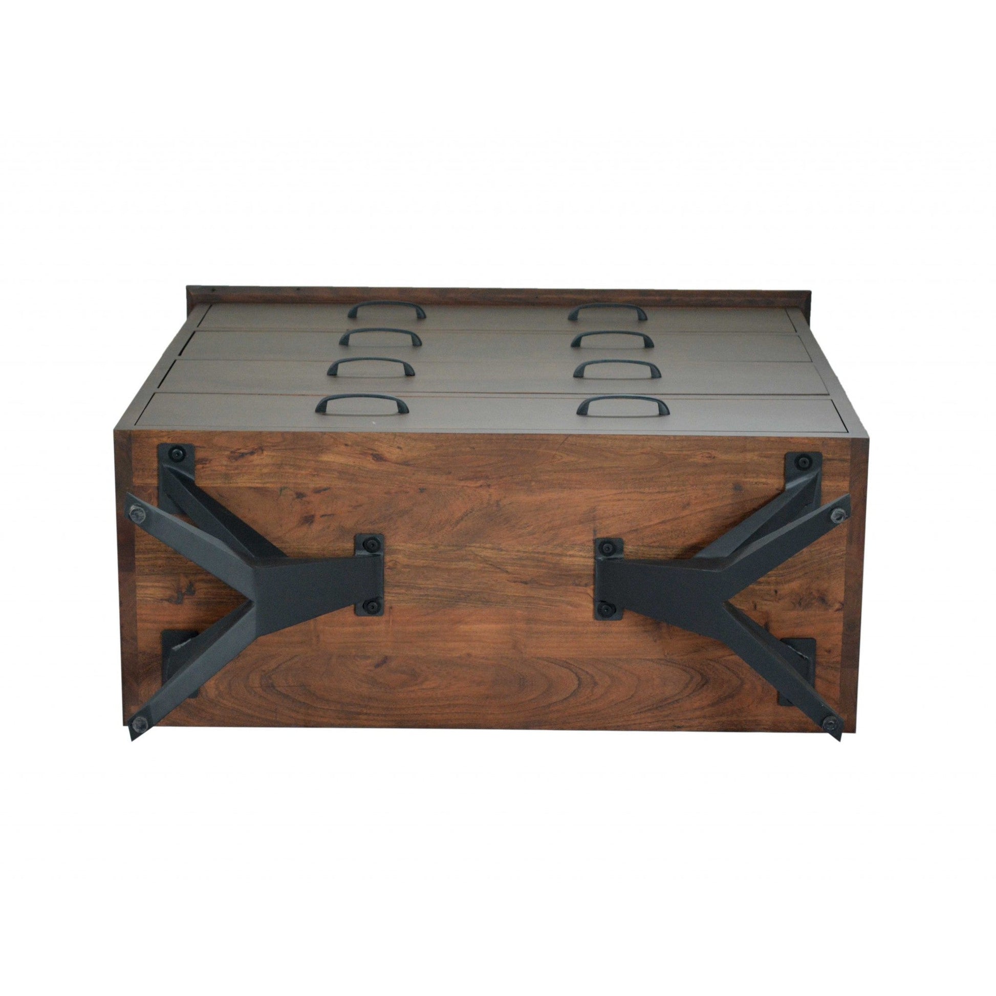 HomeRoots Brown Black Wood Metal Cabinet