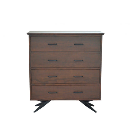 HomeRoots Brown Black Wood Metal Cabinet