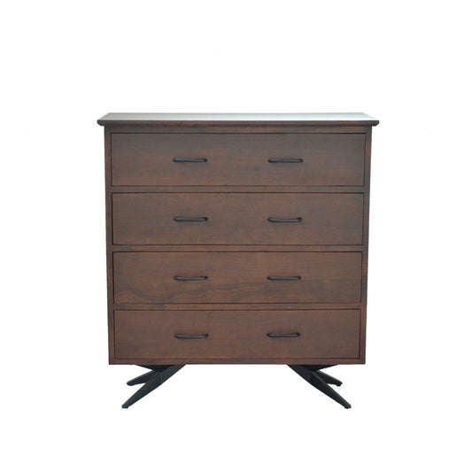 HomeRoots Brown Black Wood Metal Cabinet
