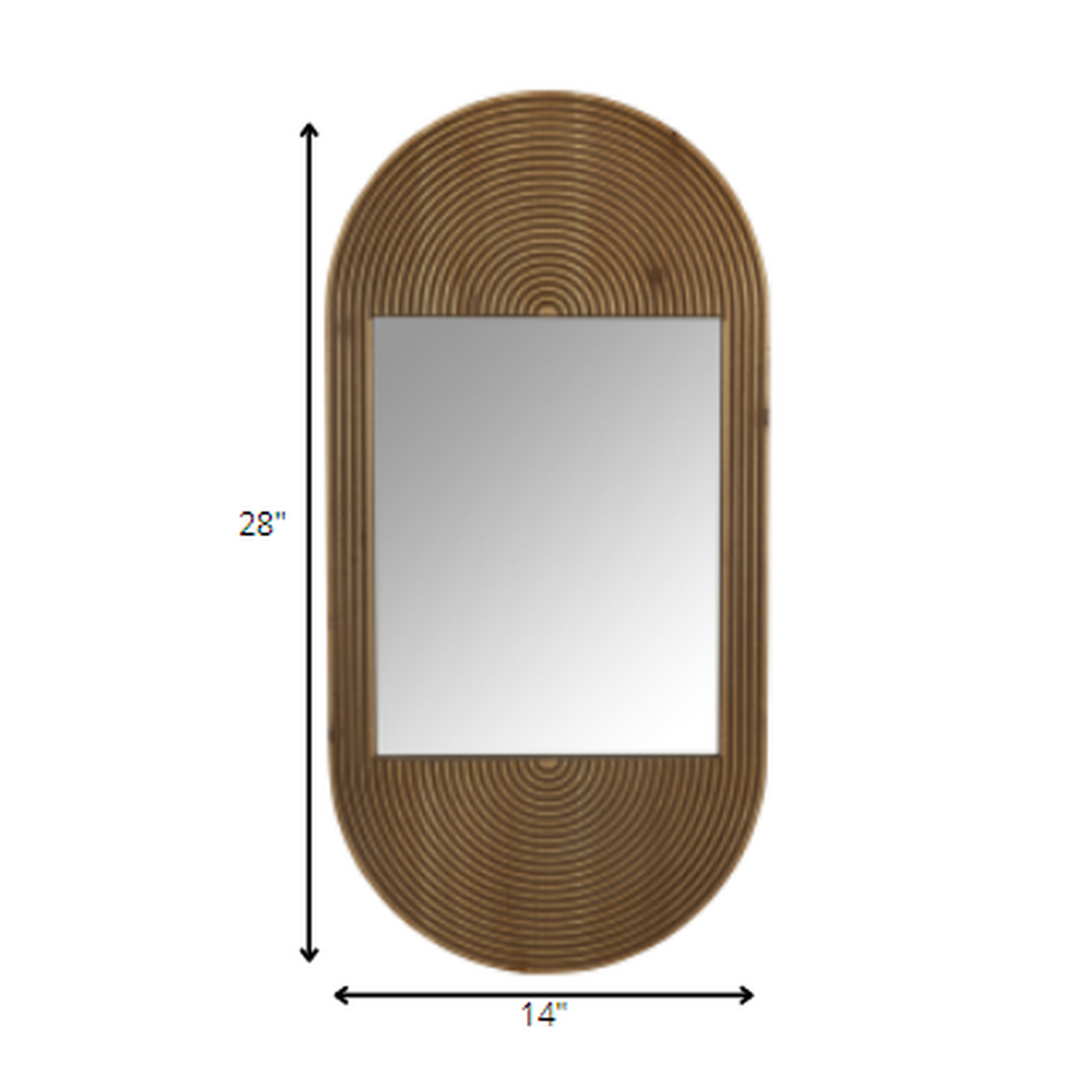 HomeRoots Brown Oval Wooden Wall Mirror