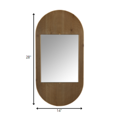 HomeRoots Brown Oval Wooden Wall Mirror