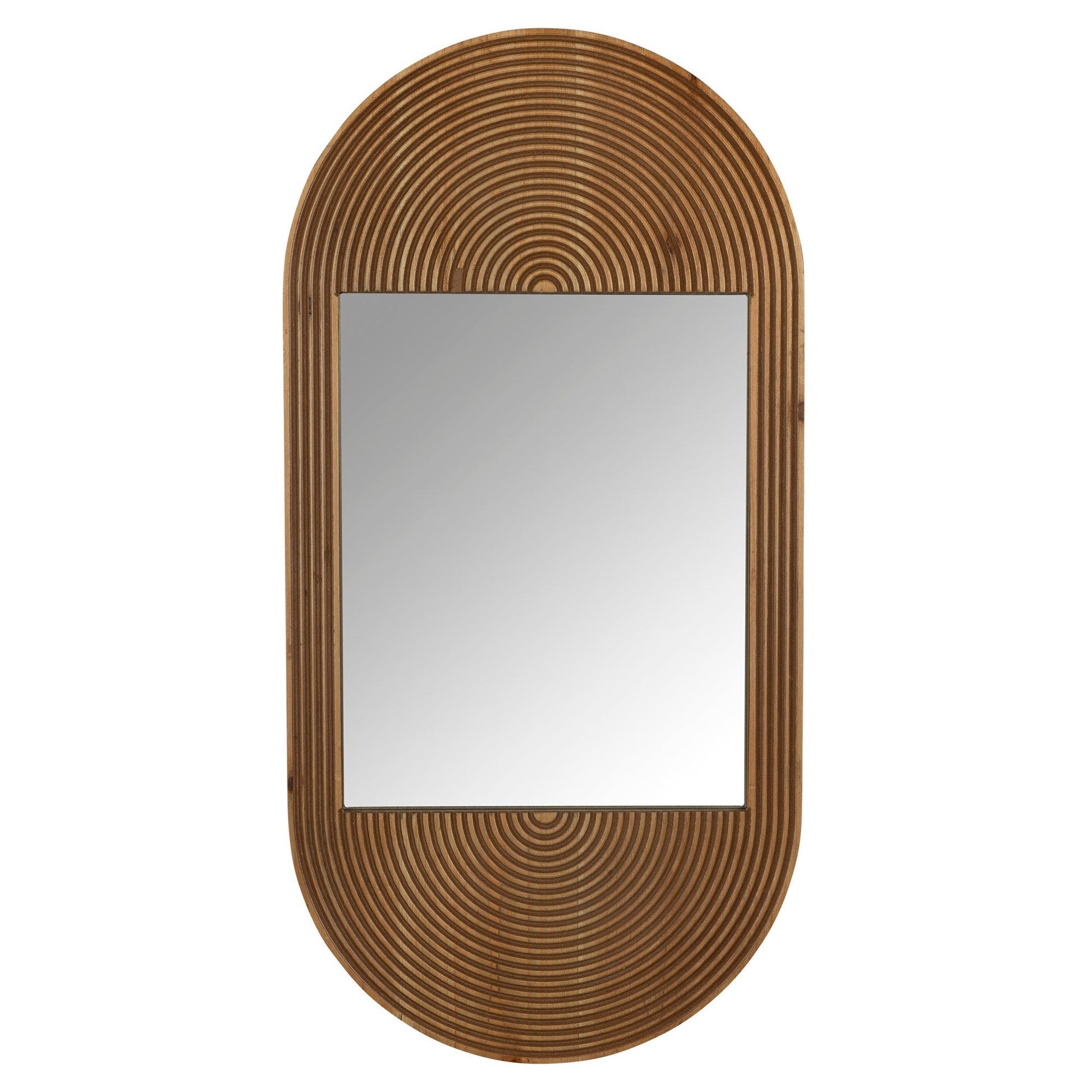 HomeRoots Brown Oval Wooden Wall Mirror