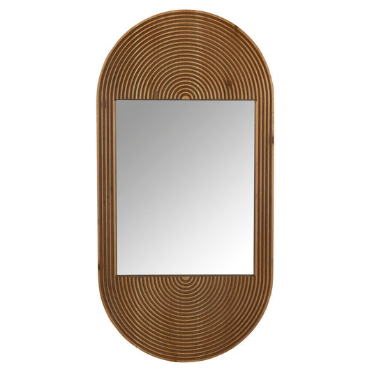 HomeRoots Brown Oval Wooden Wall Mirror