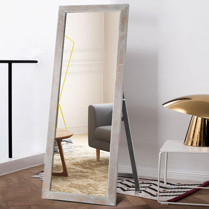 HomeRoots Brushed Light Brown Wooden Mirror