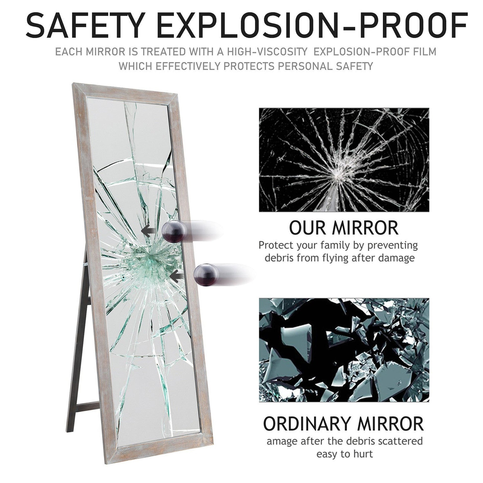 HomeRoots Brushed Light Brown Wooden Mirror