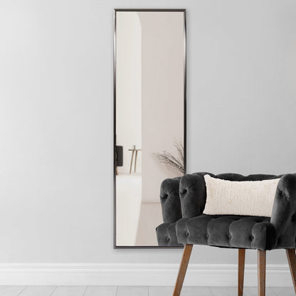 HomeRoots Brushed Titanium Rectangular Full Length Wall Mirror