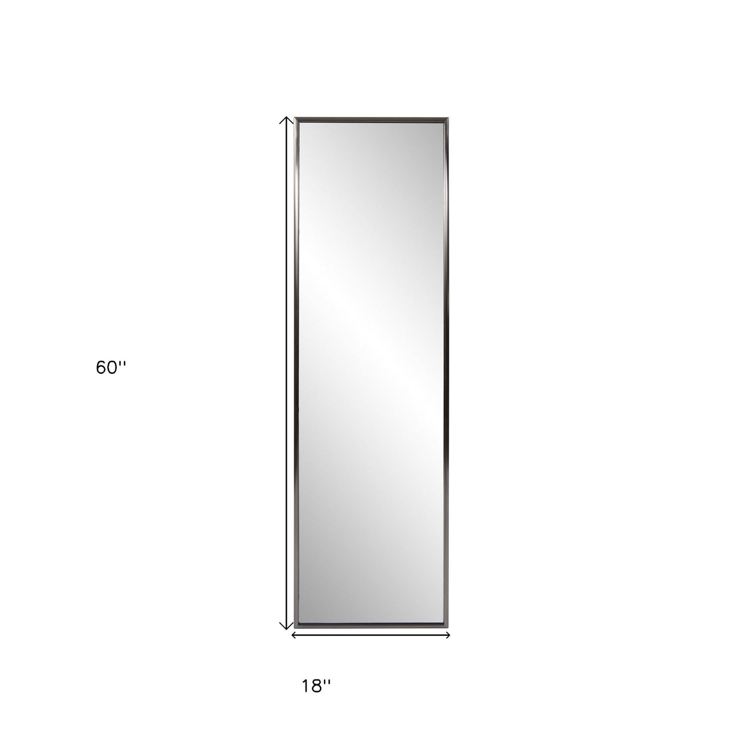 HomeRoots Brushed Titanium Rectangular Full Length Wall Mirror