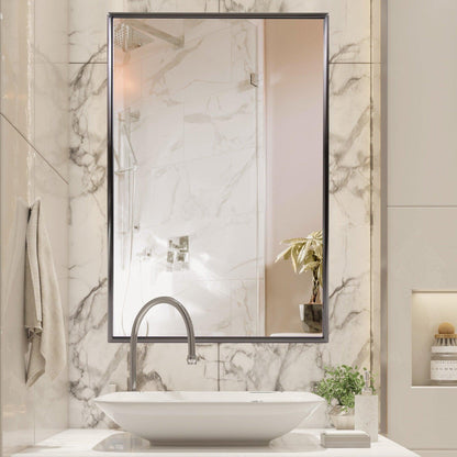 HomeRoots Brushed Titanium Rectangular Wall Mirror