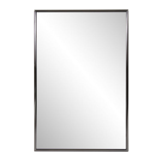 HomeRoots Brushed Titanium Rectangular Wall Mirror