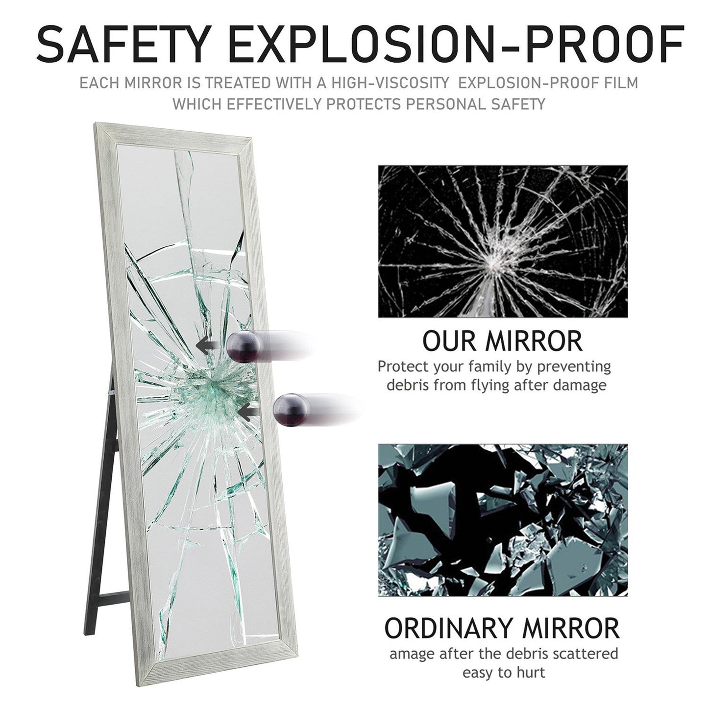 HomeRoots Brushed White Wooden Mirror