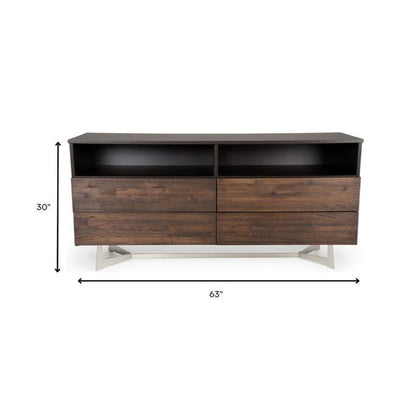 HomeRoots Cabinet or TV Stand With Dark Aged Oak Finish
