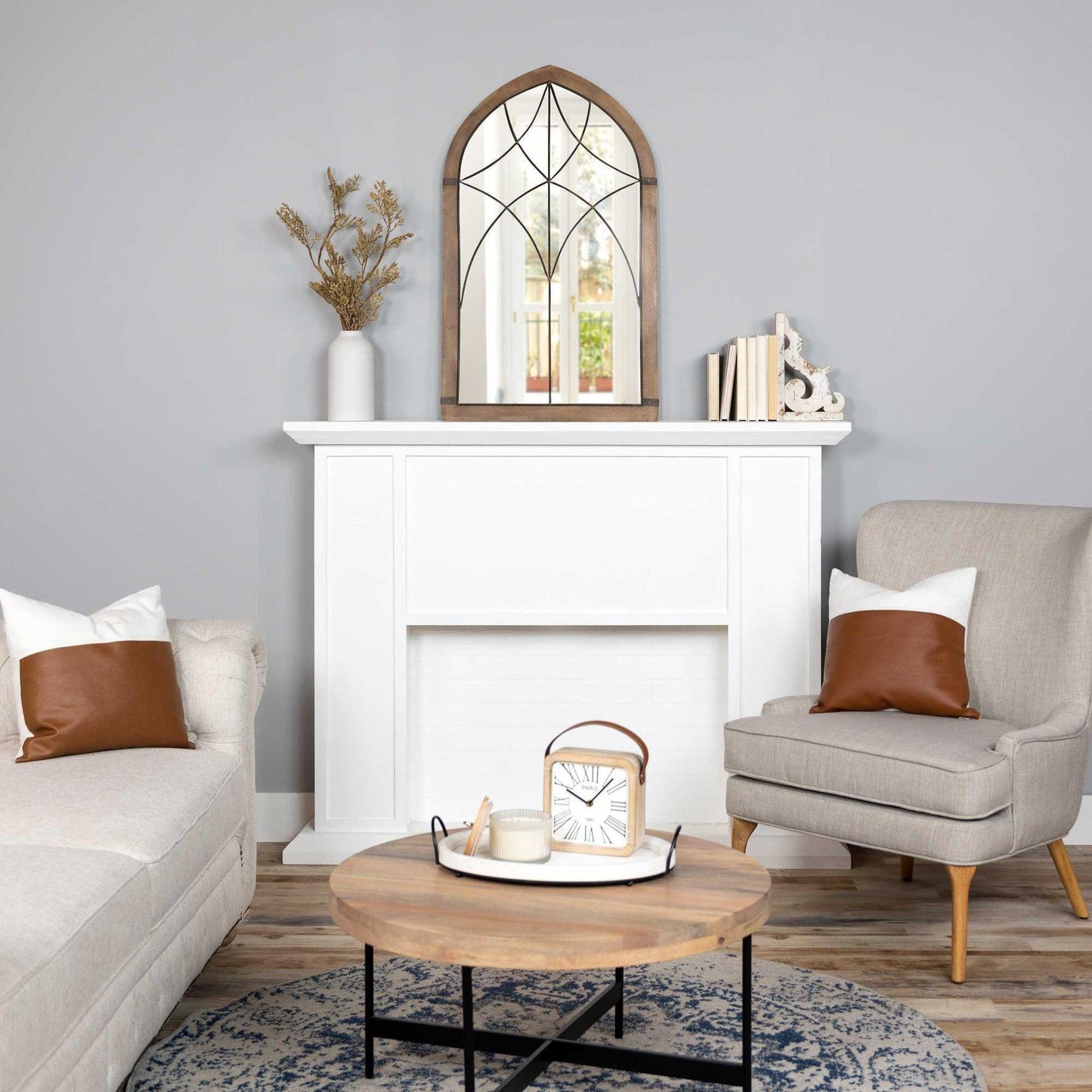 HomeRoots Cathedral Wood Framed Vintage Mirror