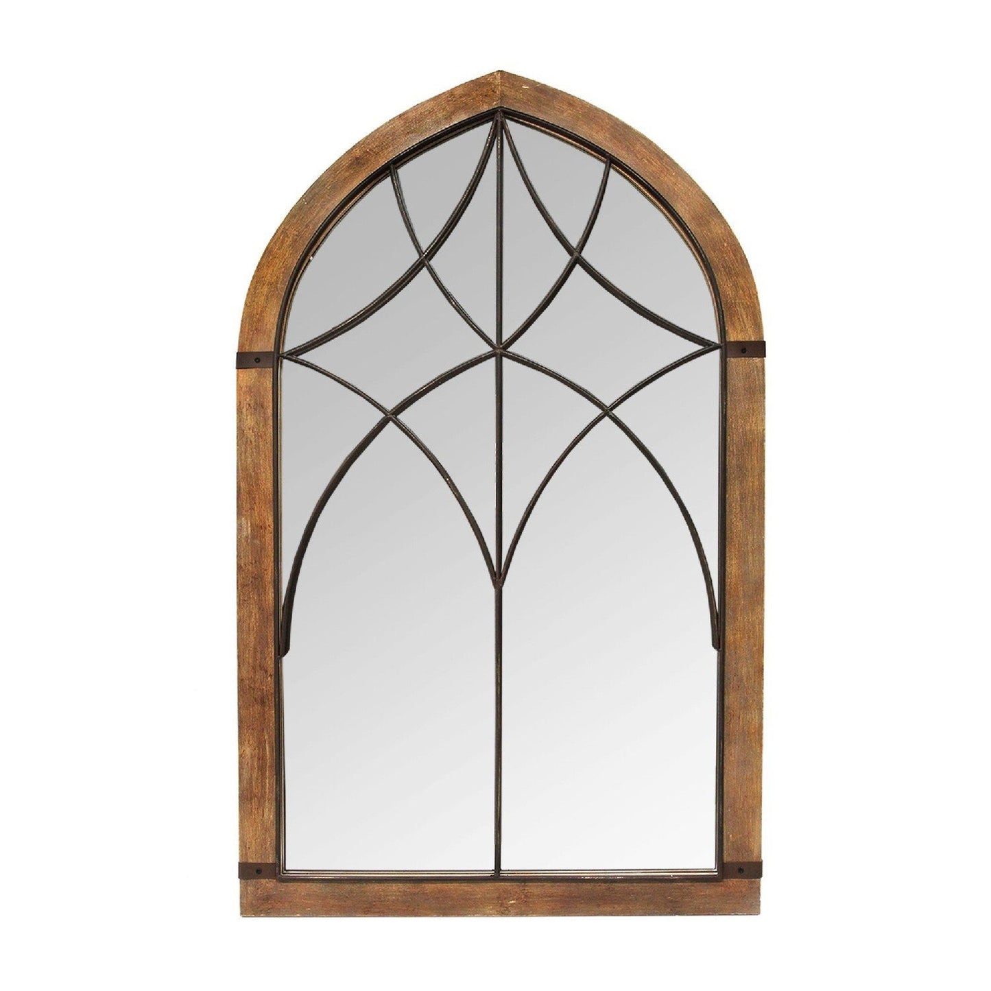 HomeRoots Cathedral Wood Framed Vintage Mirror