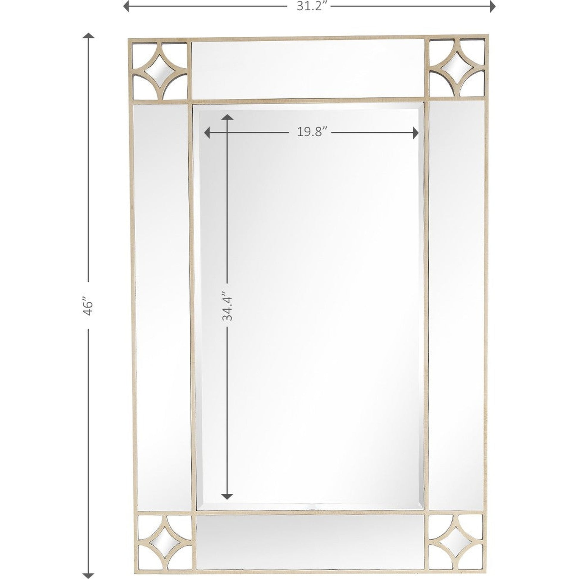 HomeRoots Champagne Finish Wall Mirror