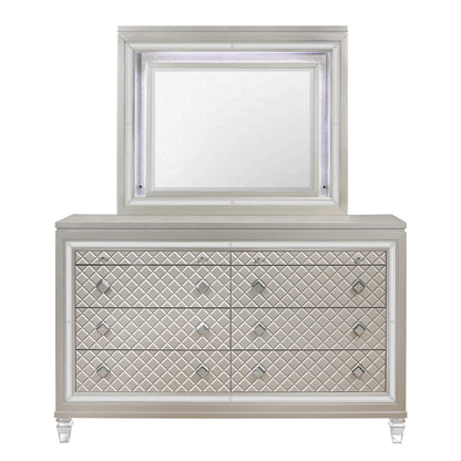HomeRoots Champagne Toned Dresser With Tapered Acrylic Legs And 2 Jewelry Drawers