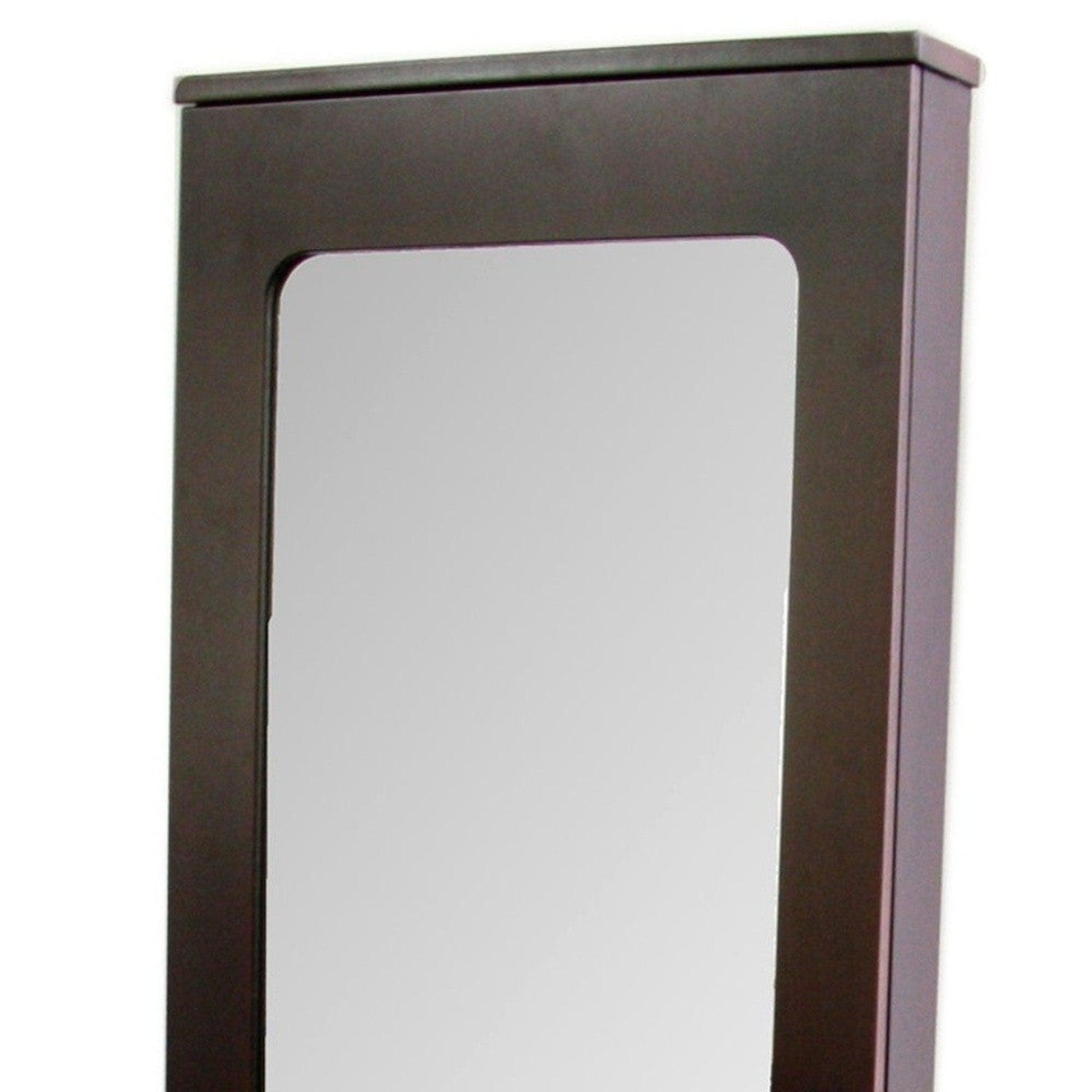 HomeRoots Cherry Finish Standing Mirror with Jewelry Storage