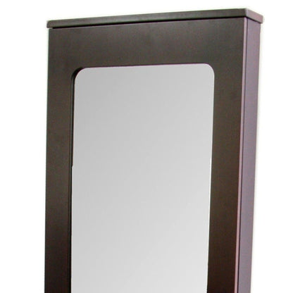 HomeRoots Cherry Finish Standing Mirror with Jewelry Storage
