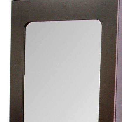 HomeRoots Cherry Finish Standing Mirror with Jewelry Storage