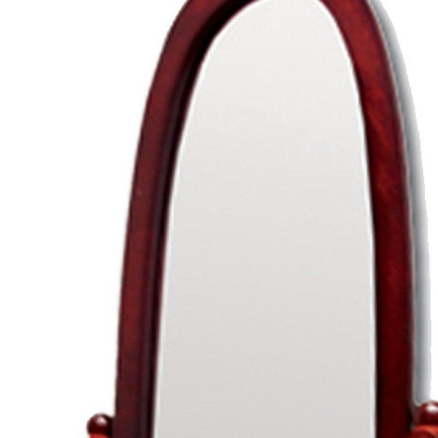 HomeRoots Classic Cherry Finish Cheval Standing Oval Mirror