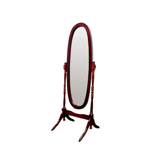 HomeRoots Classic Cherry Finish Cheval Standing Oval Mirror