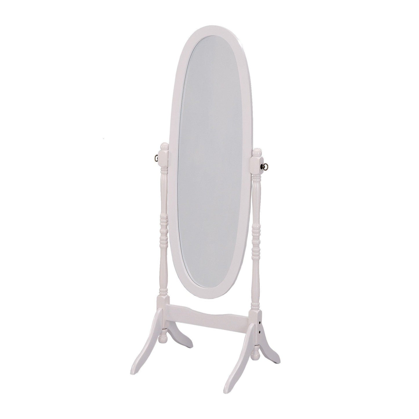 HomeRoots Classic White Finish Cheval Standing Oval Mirror
