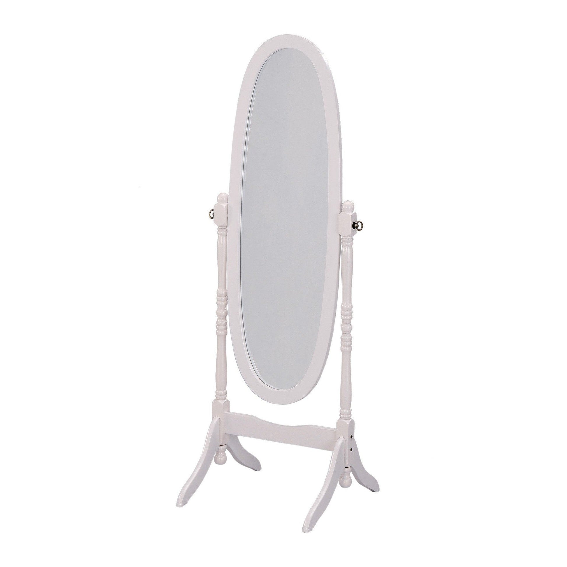 HomeRoots Classic White Finish Cheval Standing Oval Mirror