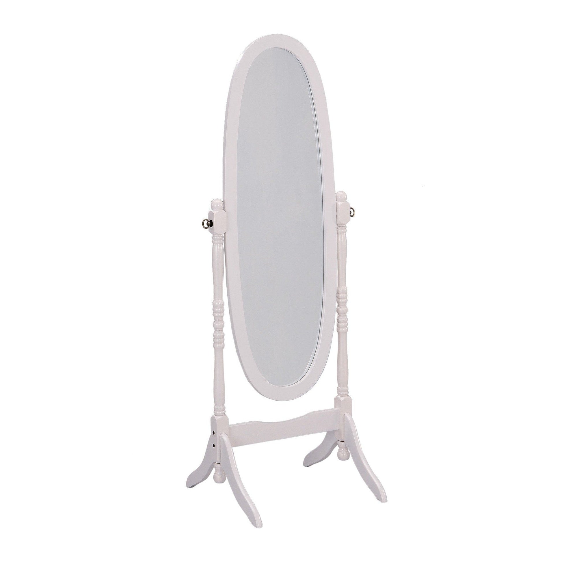 HomeRoots Classic White Finish Cheval Standing Oval Mirror