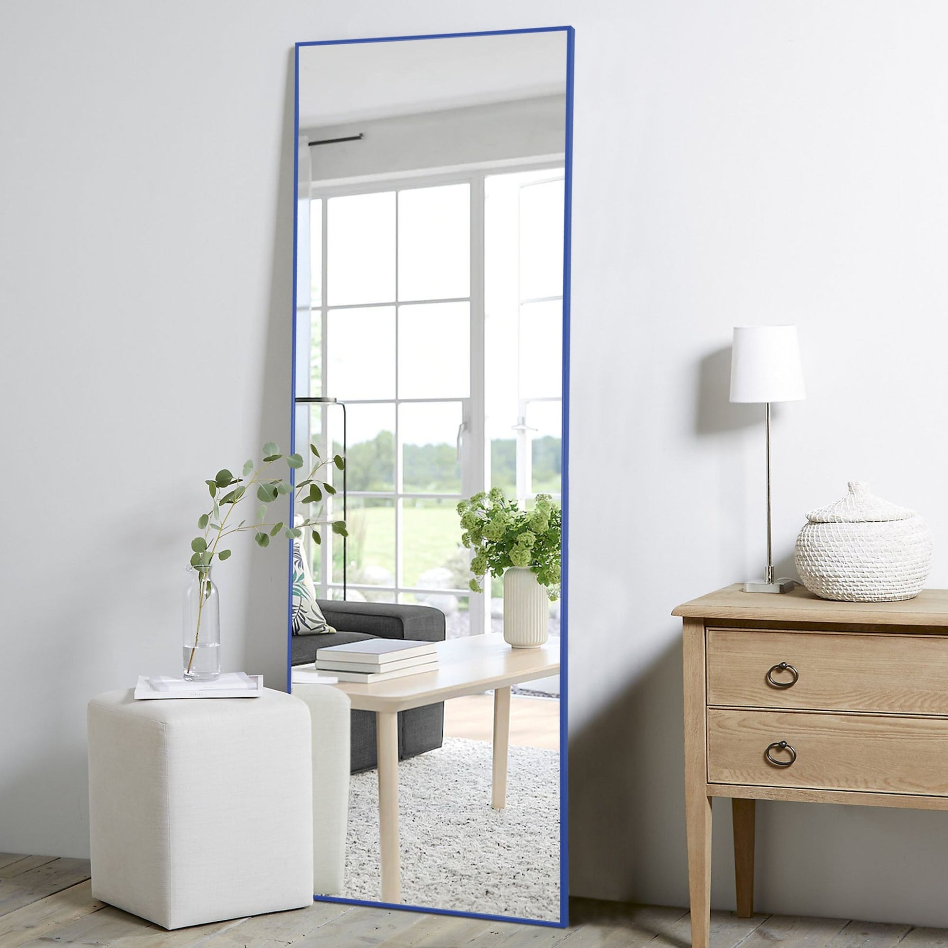 HomeRoots Cobalt Blue Framed Wall Mirror